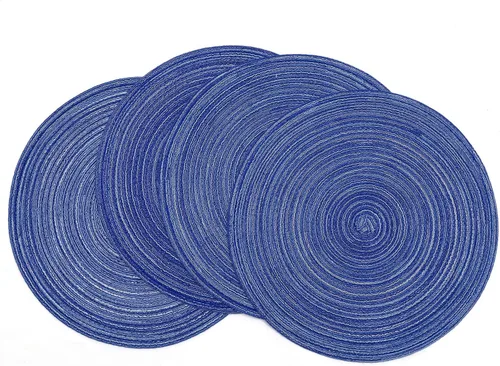 Vista 46 de SHACOS Juego de 4 manteles individuales redondos lavables de 15 pulgadas, de algodón, poliéster, trenzados, para mesa de comedor, boda, decoración