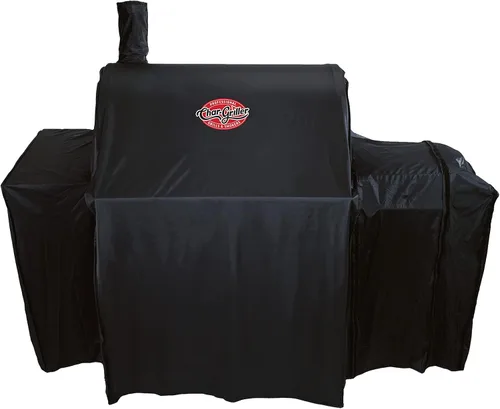 Vista 3 de Char-Griller® Cubierta de poliéster duradera para parrilla y ahumador con material impermeable, forro de PVC y diseño extensible en negro, 46