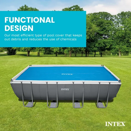 Vista 5 de Intex Cubierta solar para piscina de 18 x 9 pies con marco rectangular para piscinas al aire libre con bolsa de almacenamiento de transporte