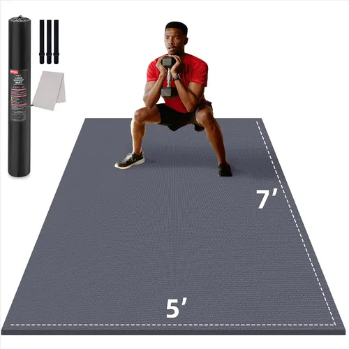 Vista 17 de GymCope - Alfombra grande para entrenar en casa, 12 x 6 pies, 10 x 6 pies, 9 x 6 pies, 8 x 6 pies, 7 x 5 pies, 6 x 4 pies, extragrueso, alfombra