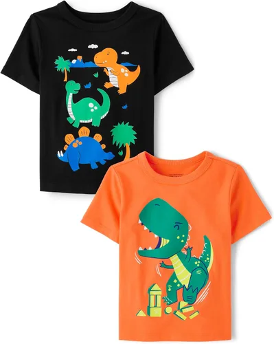 Vista 6 de The Children's Place Unisex-Baby and Toddler Dinos,Animals,Cars Short Sleeve Graphic T-Shirts,2 Pack Parrilla de papás/Libros de papá