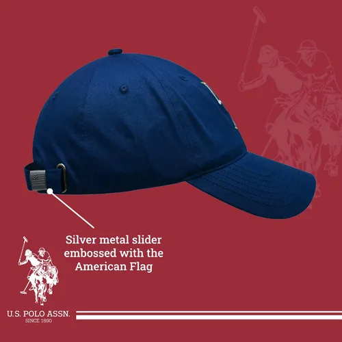 Vista 5 de Concept One US Polo Assn. Dad - Gorra de béisbol ajustable con logotipo de caballo bordado con rayas diagonales