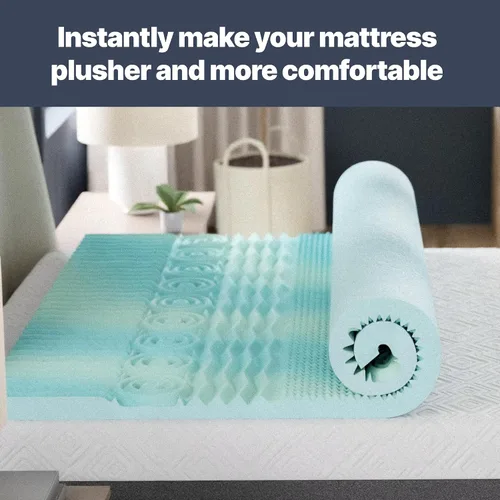 Vista 6 de GhostBed Cubrecolchón de espuma viscoelástica de gel refrescante de 3 pulgadas, funda impermeable, protector y cubrecolchón en uno, tamaño individual
