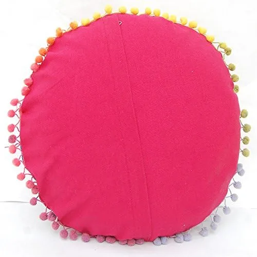 Vista 5 de Cojín redondo Suzani tradicional Jaipur bohemio, fundas de almohada bordadas de 16 pulgadas, fundas de almohada decorativas, cojines indios