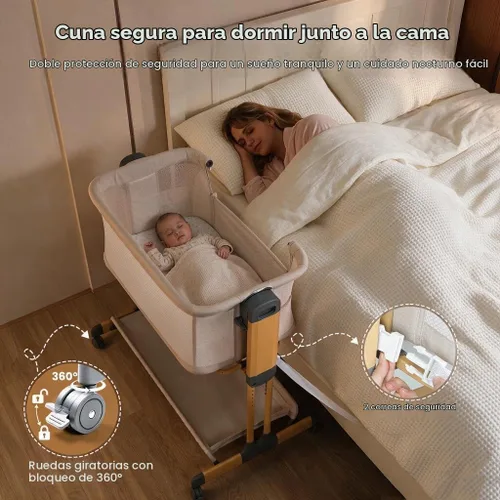 Vista 5 de Ezebaby Cuna mecedora 3 en 1, moisés estable y seguro Beige