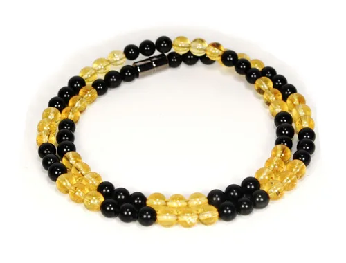 Vista 24 de Collar de cristal de obsidiana negra hecho a mano, collar de cuentas de piedras preciosas naturales auténticas, curación, protección, talismán mala