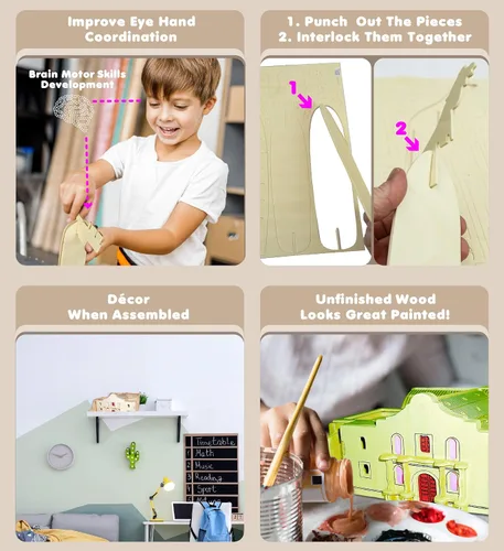 Vista 3 de Puzzled The Alamo - Rompecabezas de madera 3D para niños, 57 piezas