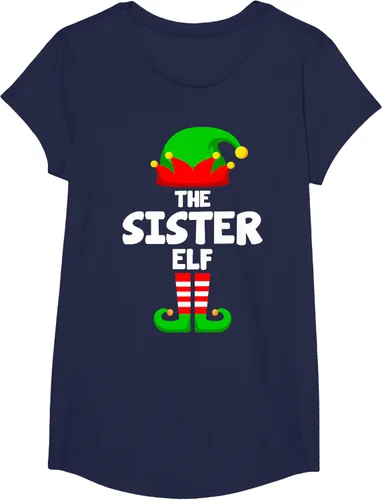 Vista 8 de Sister Elf Matching Family Christmas T-Shirt, Negro