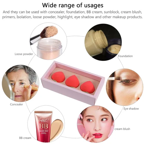 Vista 4 de Uonlytech Esponja de belleza de frutas, almohadillas de algodón para maquillaje facial, kit de maquillaje de cara, base de maquillaje en polvo