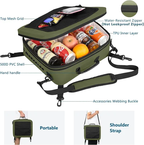Vista 4 de MORXPLOR Bolsa térmica impermeable de PVC para paddleboard, 12 latas, enfriador aislado suave para paddleboard, camping, kayak