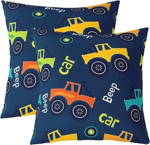 Vista 29 de Juego de 2 fundas de almohada de construcción de 16 x 16 pulgadas, fundas de almohada suaves para camiones, fundas de cojín para sala de estar