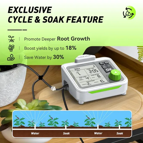 Vista 6 de RAINPOINT Regadera automática para plantas de interior de gran pantalla para maceta, ciclo y modo de remojo, sistema de riego por goteo automático