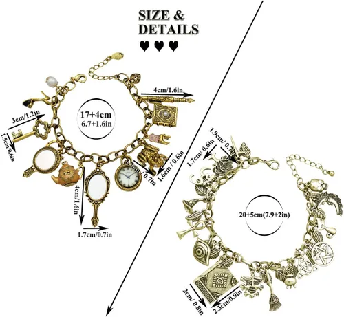 Vista 2 de RechicGu Vintage 2pcs Fairy Tale Movie Lucky Myth Charms Amistad Brazalete Brazalete Brazalete Pulsera Regalo Wicca