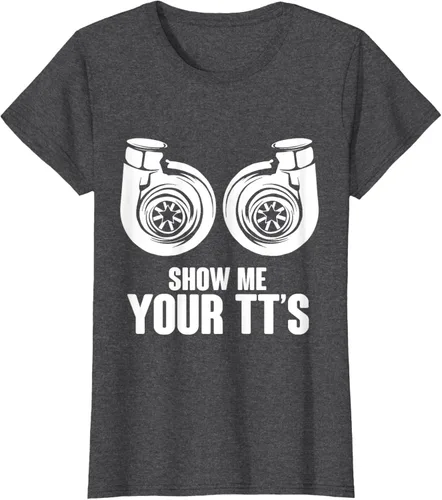 Vista 4 de Funny Show Me Your TT's Twin Turbo Car Racing Camiseta, Negro, S