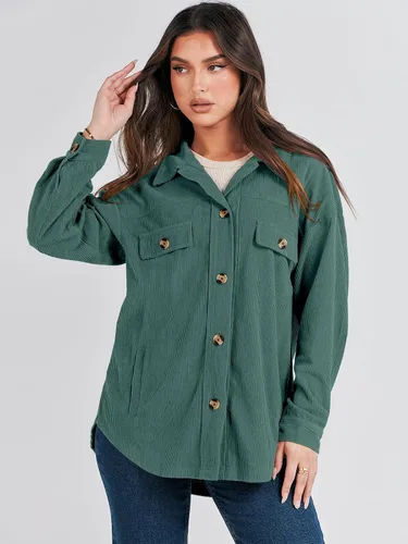 Vista 3 de ANRABESS Chaqueta de pana para mujer, de gran tamaño, manga larga, con botones, para otoño 2023