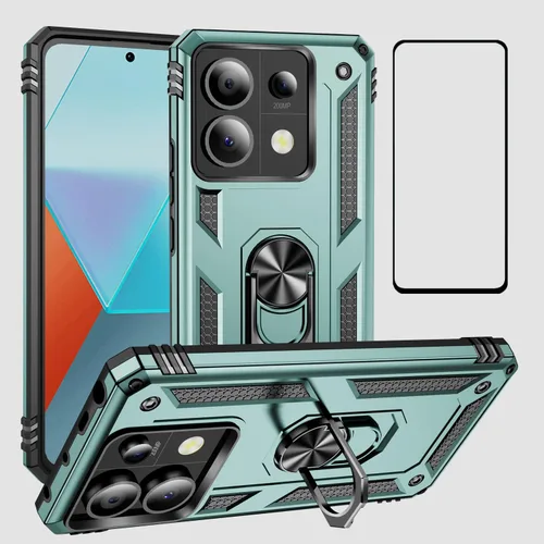 Vista 46 de Funda para Xiaomi POCO X3 NFC /X3 Pro con protector de pantalla, armadura de protección militar híbrida resistente a prueba de golpes, funda Negro