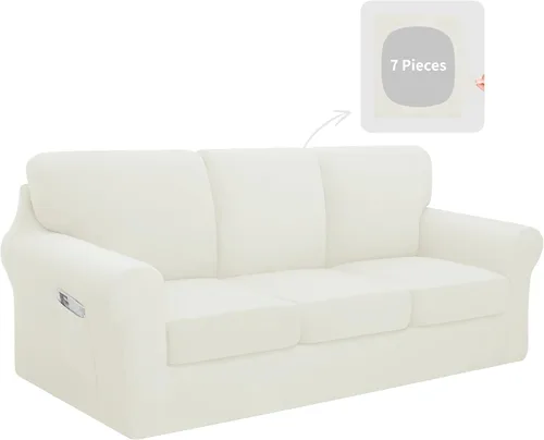 Vista 10 de Easy-Going - Funda elástica para sofá (7 piezas), tamaño XL, color negro Juego de funda de sofá lavable para 3 cojines de respaldo y asiento