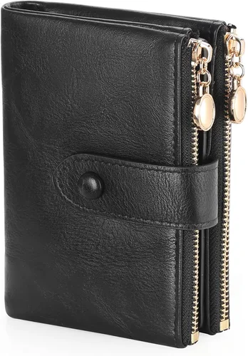 Vista 13 de GAEKEAO - Cartera pequeña para mujer de cuero con bloqueo RFID, cartera de tres cuerpos, tarjetero para tarjetas de crédito, tarjetero con ventana