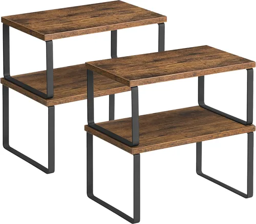 Vista 9 de SONGMICS Estante organizador de gabinete, juego de 4 estantes de encimera de cocina, almacenamiento de cocina, estante de especias, apilable