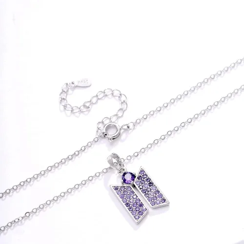 Vista 3 de KPOP - Collar con colgante Bangtan para niños, joyería de circonita cúbica para regalo de fanáticos del ejército, Zirconia cúbica, Circonia cúbica