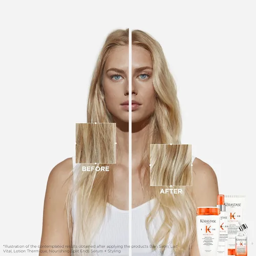 Vista 3 de Champú Kerastase Nutritive Bain Satin Limpia suavemente y repone la humedad para un cabello suave y brillante Con proteínas a base de plantas