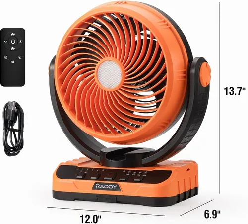 Vista 9 de Raddy Ventilador de camping recargable CF5 40000mAh LED luz gancho