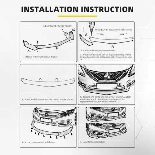 Vista 7 de DREAMOTOR - Alerón universal para parachoques delantero ajustable