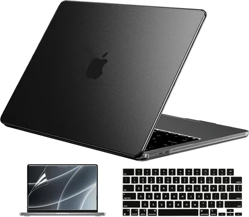 Vista 25 de EooCoo - Funda para MacBook Air de 15 pulgadas M5 M4 M3 M2 2026-2023, color negro cristal Easy to Install, Sturdy, Plastic Hard Shell Case &