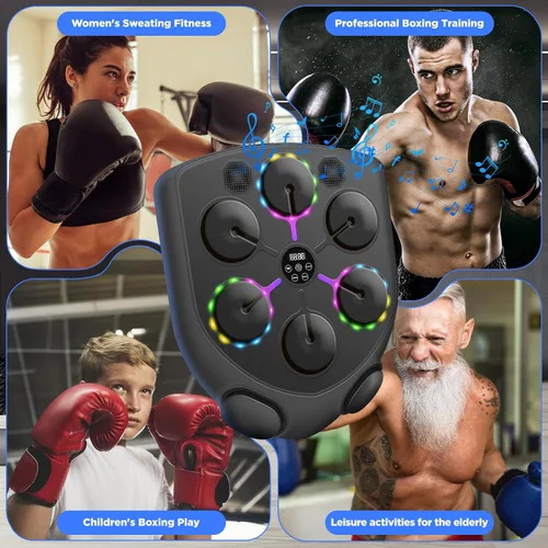 Vista 8 de Smart Music Boxing Machine for Adults and Kids, Bluetooth Boxing Equipment with Boxing Gloves, Wall Mounted Electronic Punching Machine for Home Gym