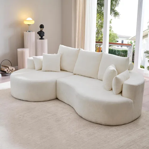 Vista 10 de Sofá Seccional Curvo de 106 pulgadas Sofá de Esponja con Chaise Lounge para Sala de Estar, Sofá Seccional Moderno en Forma de L, Sin Estructura