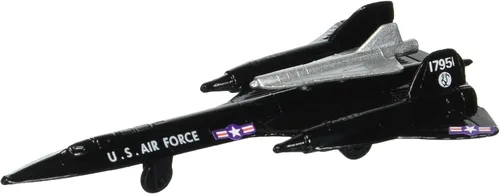 Vista 3 de Hot Wings Planes SR-71 Blackbird (con drone) con pista conectable a presión avión fundido en museos de aviación a nivel nacional, negro