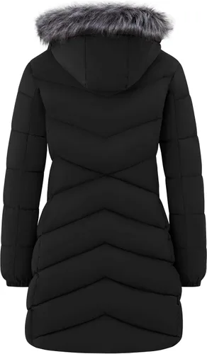 Vista 4 de Wantdo - Chamarra acolchada larga para mujer, chaqueta ligera y cálida con capucha Negro
