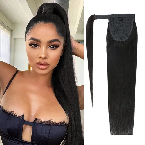 Vista 13 de Extensiones de cabello rizado para cola de caballo, cabello rizado para cola de caballo, extensión de cabello humano virgen brasileño