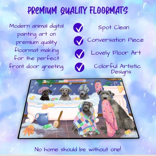 Vista 5 de Doggie of the Day Wolfhound Dog Floor Mat - Rub A Dub Dogs in A Tub - Best Dog Doormat - Protector Decor - Unique Portrait Art - Premium Quality