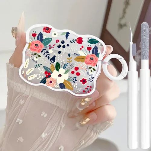 Vista 24 de Bonita funda transparente para AirPods Pro 2/1 Gen, diseño de lazo 3D femenino, funda protectora y a prueba de golpes de TPU suave Kawaii para Apple