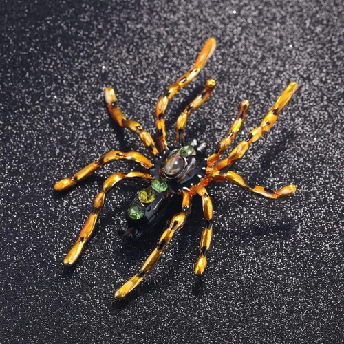 Vista 3 de XGALBLA Broche de araña grande para mujer, cristal austriaco para Halloween, multicolor, retro, araña, esmalte