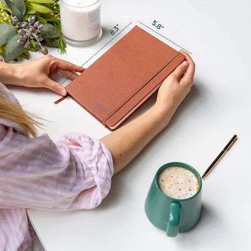 Vista 6 de Cuaderno de Papel de Piedra con Rayas Premium A5 Tapa Dura Diario de Cuero Vegano 160 Páginas Cuaderno Ejecutivo de Calidad Premium Para Hombres
