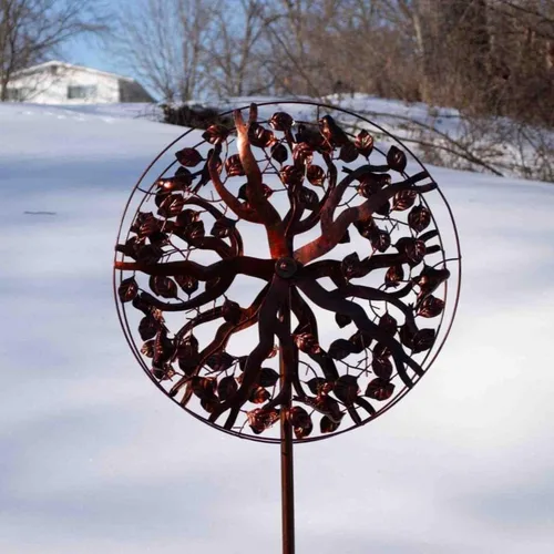 Vista 4 de Astral Starburst Chalily Garden Wind Spinner Esculturas cinéticas Grandes Mandala Spokes Arnés El Poder del Viento para un hermoso arte giratorio