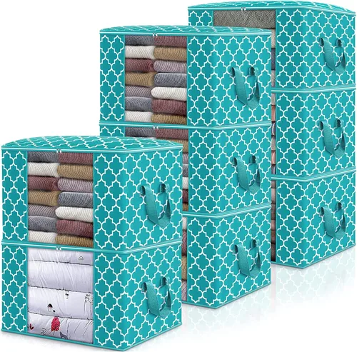 Vista 16 de ISELIFE Bolsas de Almacenamiento 100L Paquete de 2 Bolsas Grandes para Mantas y Ropa, Contenedores de Organización y Almacenamiento para Ropa