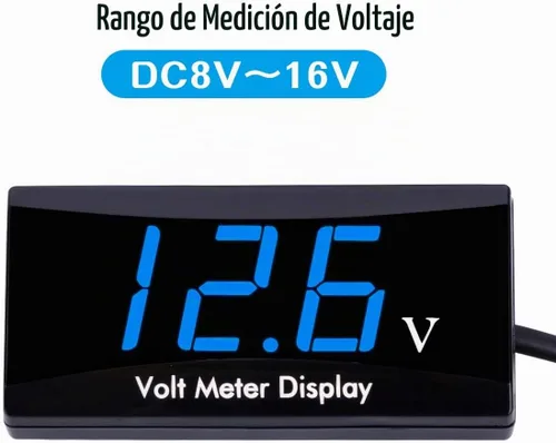 Vista 2 de Voltímetro digital de auto DC 12 V – AIMILAR con pantalla LED, medidor de voltaje para auto o motocicleta (Azul)