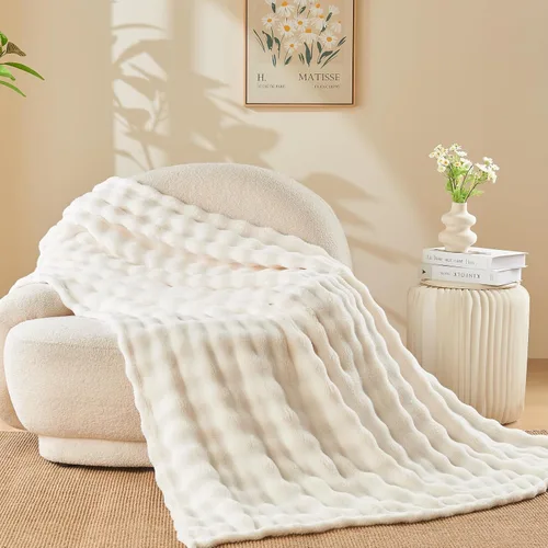 Vista 33 de NEWCOSPLAY Manta para Sofá Aqua Súper Suave de Franela Polar 3D Burbuja Ligera Manta de Cama para Uso en Todas las Estaciones (Aqua, Throw(50"x60"))