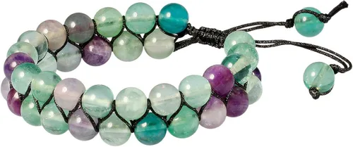 Vista 2 de TUMBEELLUWA Pulsera de cuentas de piedra de 0.315in de doble capa ajustable de meditación de poder de curación de pulseras de cristal