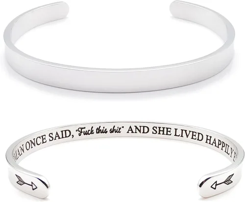 Vista 195 de Pulseras inspiradoras para mujer, joyería de acero inoxidable, con refranes, pulsera motivacional con mensaje oculto, pulseras grabadas para mejor