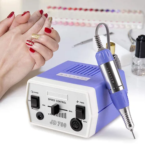 Vista 2 de Makartt Taladro de uñas eléctrico JD700 profesional 30000RPM manicura taladro paquete con 300 unidades de limas de uñas bandas de lijado #80#150#240