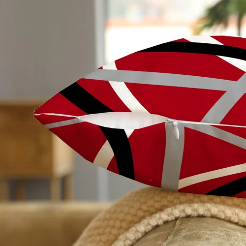 Vista 5 de Fundas de almohada rojas y negras de 16 x 16 pulgadas, almohadas rojas y negras para sofá, fundas de almohada decorativas abstractas