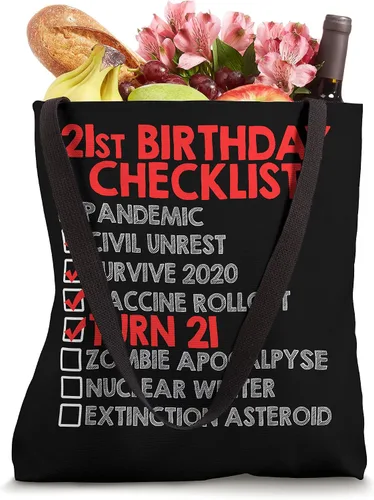 Vista 4 de Bolsa de regalo de cumpleaños divertida con la lista de verificación del 21 cumpleaños