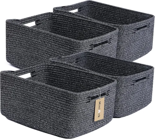 Vista 31 de MiniArk Cestas grandes de almacenamiento para estantes, organizadores de armario, para ropa, manta, toallas, guardería, caja de juguetes, cestas