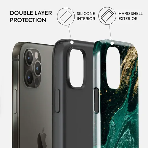 Vista 3 de BURGA - Funda compatible con iPhone 12 PRO, apta para carga inalámbrica, carcasa rígida híbrida de 2 capas + funda de silicona, protección