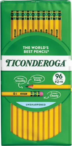 Vista 16 de Ticonderoga Lápices de madera, preafilados, 2 HB suaves, amarillos, 12