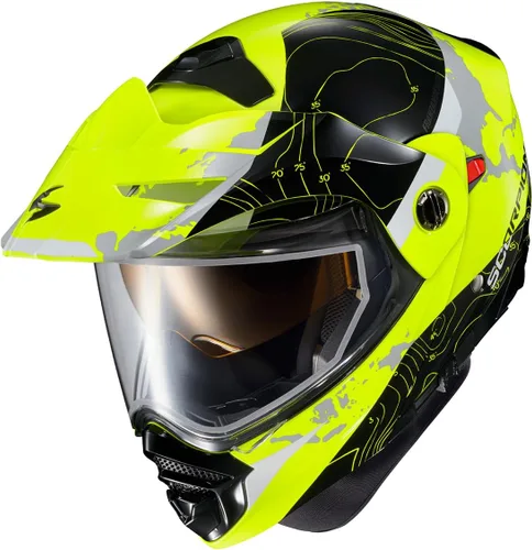 Vista 2 de ScorpionEXO AT960 Casco Modular Topográfico para Moto de Nieve de Aventura en Clima Frío, Escudo de Doble Panel con Caja de Respiración y Bolsillos